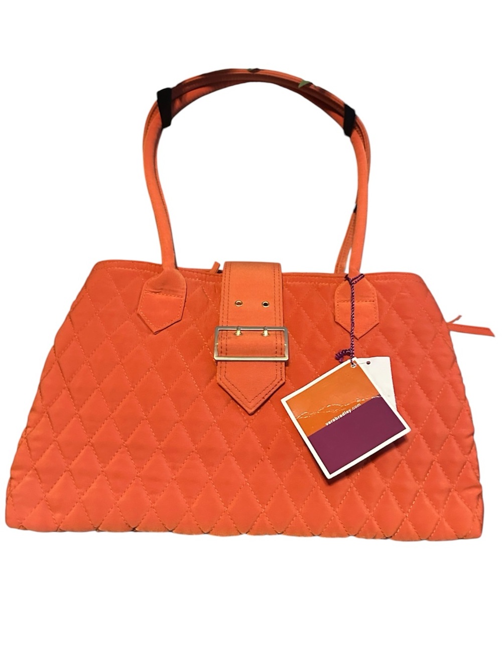 Vera Bradley Quilted Orange Satchel with Buckle Accent NWT